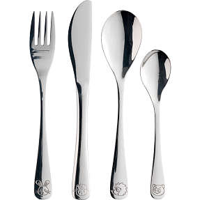 Børnebestik - blankt stål (4 dele)