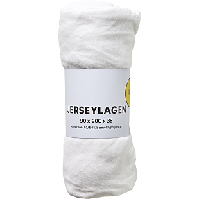 BASIS jersey stræklagen 90x200x35 cm - hvid