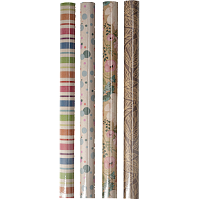 Gavepapir kraft 70 cm x 3 meter - flere varianter - assorteret