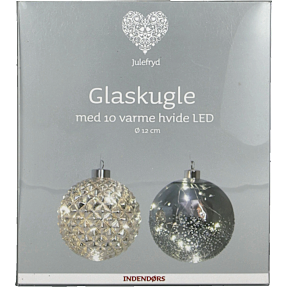 Julefryd glas kugler med LED-lys - flere varianter - assorteret