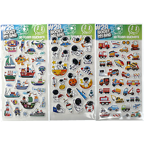 Boost-My-Bag 3D skum klistermærker – flere varianter - assorteret