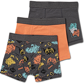 VRS børne 3-pak boxershorts str. 122/128 - grå/orange