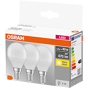 Osram 3 pak LED kronepærer 5,5W - varmt hvidt lys