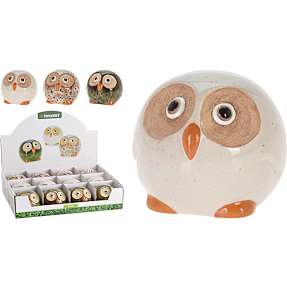 Havefigur ugle i porcelæn 8 cm - flere varianter - assorteret