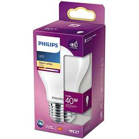 Philips LED kronepære 40W - varmt hvidt lys