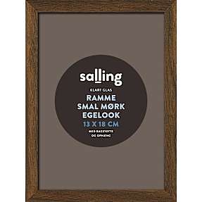 Ramme i mørk egetræslook m. glas - 13x18 cm