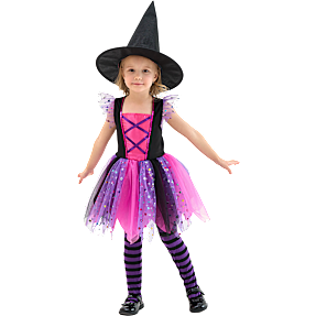 Halloween pink heks kostume str. 128