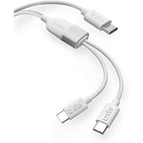 SBS Splitter opladnings- og datakabel 60 W - hvid