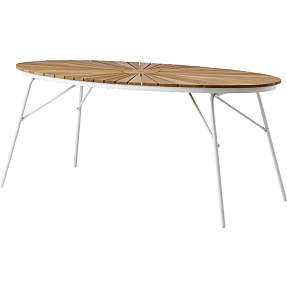Kerteminde teak havebord 180x90cm, hvidt stel