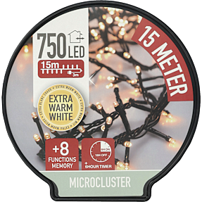 LED klyngelyskæde med 750 lamper - varm hvid