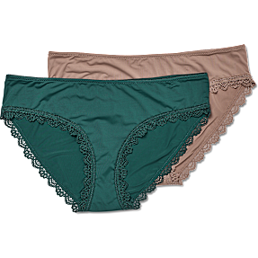 VRS dame 2-pak tai trusser str. XL - grøn/brun