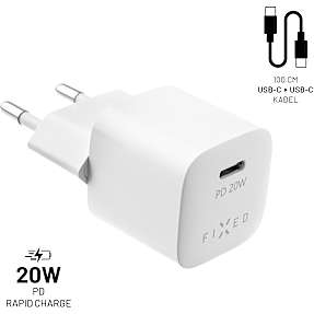 Fixed mini hurtigoplader 20 W - hvid