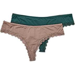 VRS dame 2-pak g-streng str. 2XL - brun/grøn