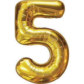 Salling tal folieballon nr. 5, H: 86 cm - Guld