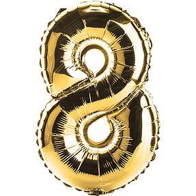 Salling tal folieballon nr. 8, H: 35 cm - guldfarvet