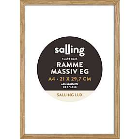Ramme i massiv eg m. glas - 21x29,7 cm