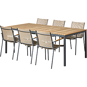 Mood havemøbelsæt med 6 Mood compact stole - antracit/dusty brown