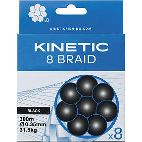 Kinetic 8 braid fiskeline - Sort