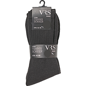 VRS herre 3-pak tennisstrømper str. 39/41 - sort