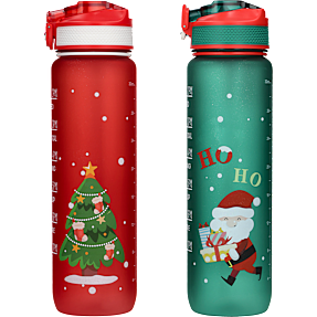 Motivationsflaske 1 liter med julemotiv - flere varianter - assorteret