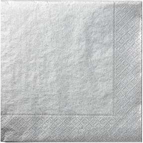 Windsor ensfarvede servietter 33x33 cm 20-pak - sølvfarvet