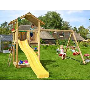 Jungle Gym Sierra legetårn komplet inkl. gyngemodul og gul rutsjebane