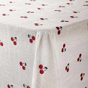 Nervøs velour dug - hvid med kirsebærprint
