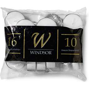 Windsor maxi fyrfadslys D: 6,5 cm 16-pak - Hvid