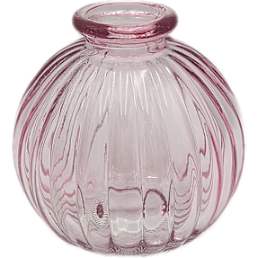 Rund rillet vase H: 8 cm - rosa