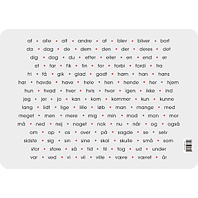 Lærlet underlag med de 120 hyppigste ord