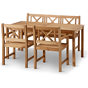 Rosenborg classic havemøbelsæt, 1 bænk og 2 stole - teak