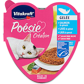 Vådfoder m. laks og spinat