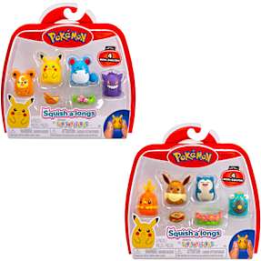 Pokémon Squish-a-longs figurer 4-pak - flere varianter - assorteret