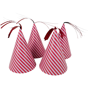 Salling mini festhat med striber 4-pak - Rød