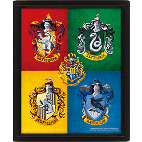 3D billede Hogwarts Huse Emblemer