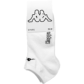 Kappa 5-pak footies str. 39/42 - hvid