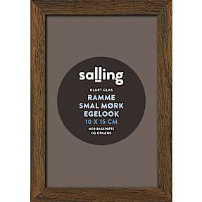Ramme i mørk egetræslook m. glas - 10x15 cm
