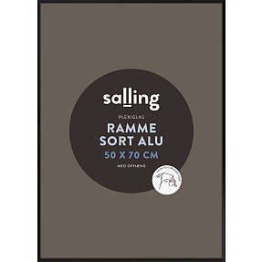 Sort ramme m. plexiglas - 50x70 cm