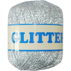 Lurex Glitter garn 25g 160m - sølvfarvet 10