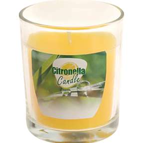 Citronella lys i glas 7x8 cm - gul