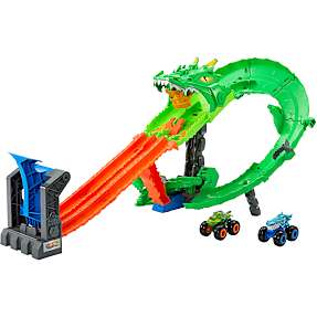Hot Wheels Dragon Demolition racerbane med 2 monster trucks