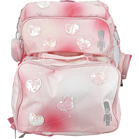 Danpen skoletaske - lyserød med hjerter