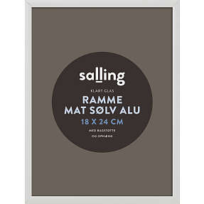 Mat sølvfarvet ramme m. glas - 18x24 cm
