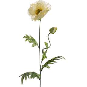 Kunstig blomsterstilk poppy - råhvid