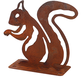 Dekorativ egernfigur i stål