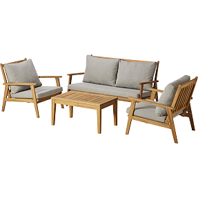 Zamora loungesæt med bord, sofa og 2 stole - natur