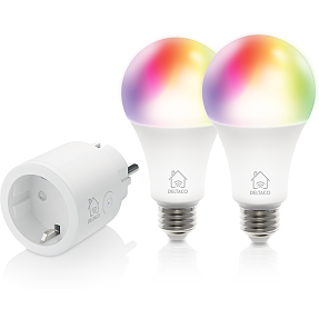 Deltaco Smart starterpakke med 2 LED-pærer og 1 stik