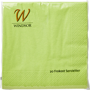 Windsor ensfarvede servietter 33x33 cm 20-pak - æblegrøn
