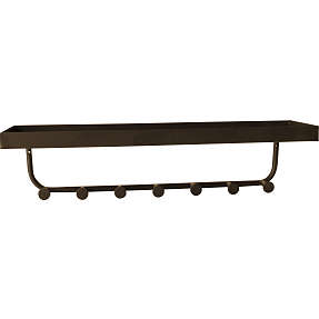 Ventura stålhylde med knager - brun