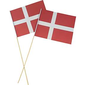 Salling A6 papirflag med træpind H:30 cm 8-pak - Dannebrog
